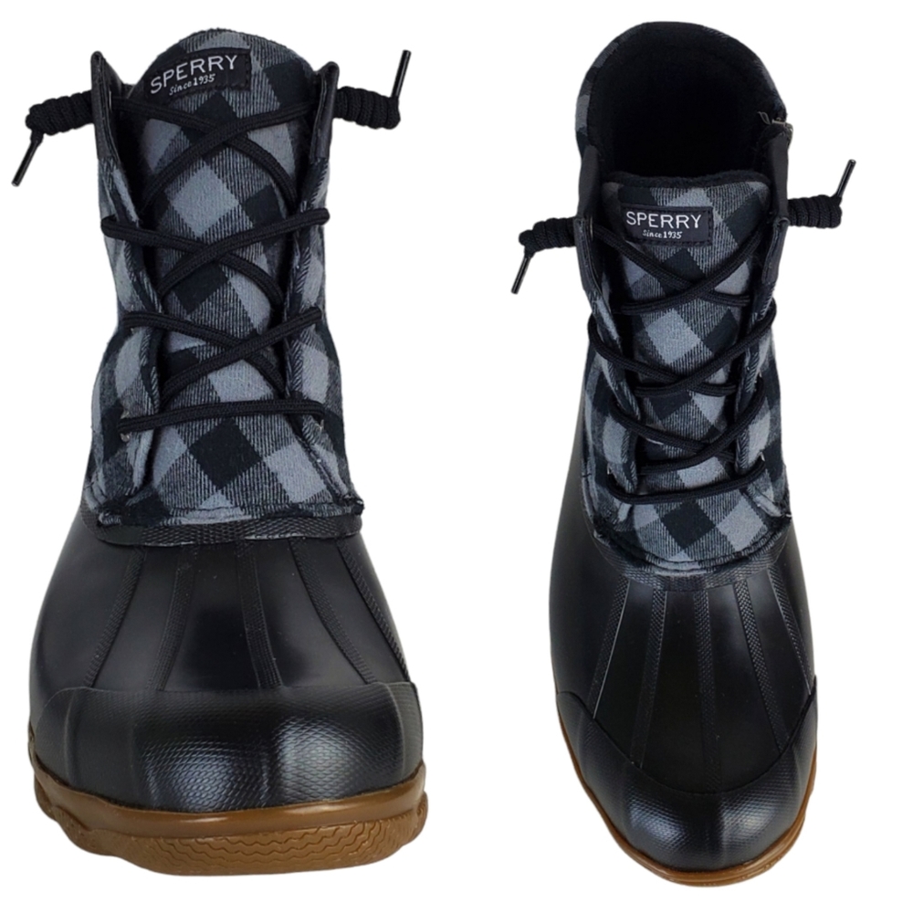 New Sperry syren gulf buffalo check black winter rain snow duck boots outdoor - Picture 6 of 15